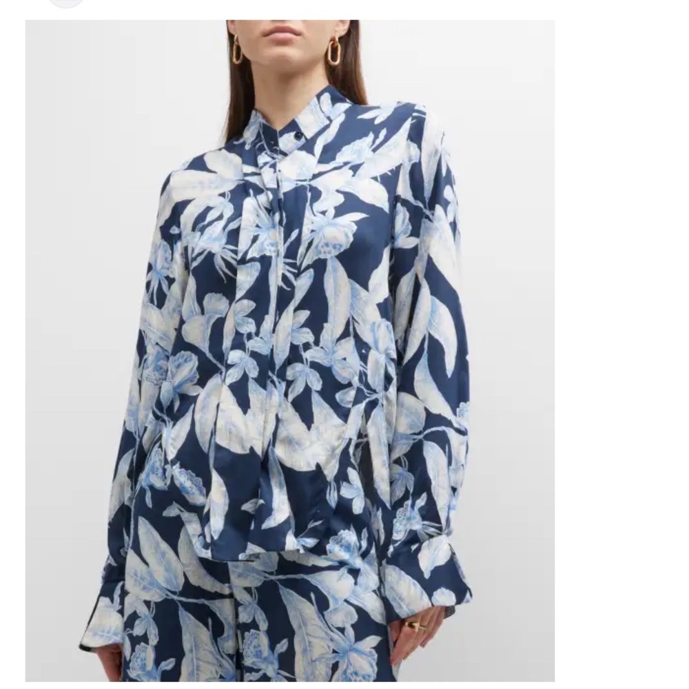 Overview
Alexis Belize top Maldive Blue floral print high-low hem Size Small